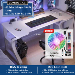 Combo bàn chân K gaming (chân cong, màu trắng) + dây Led RGB 60b/m - CBTAB8