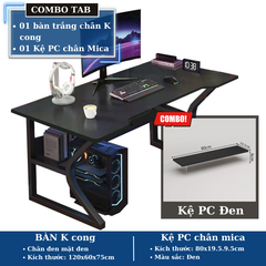 Combo bàn chân K gaming (chân cong, màu đen) + kệ mà hình màu đen dài (80cm) - CBTAB10