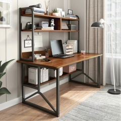 Bàn Học, Bàn Làm Việc Nội Thất 5C Kèm Giá Sách, Chân Sắt Sơn Tĩnh Điện 20x40mm, 25x25mm, Mặt Gỗ MDF Dày 15mm Hiện Đại BH-097