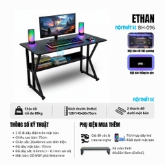 Bàn gaming, bàn làm việc có kệ lửng kèm phụ kiện giá đựng cốc và giá treo tai nghe tiện lợi