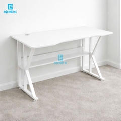 Bàn gaming, bàn làm việc có kệ lửng kèm phụ kiện giá đựng cốc và giá treo tai nghe tiện lợi