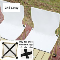 Ghế xếp du lịch dã ngoại câu cá khung thép gấp gọn, ghế di cắm trại picnic tặng kèm túi đựng tiện lợi