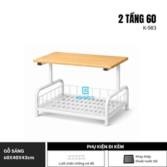 Kệ đa năng, kệ lò vi sóng khung thép, mặt gỗ K-983