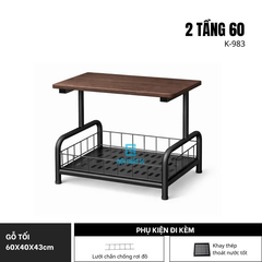 Kệ đa năng, kệ lò vi sóng khung thép, mặt gỗ K-983