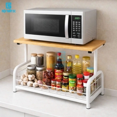 Kệ đa năng, kệ lò vi sóng khung thép, mặt gỗ K-983