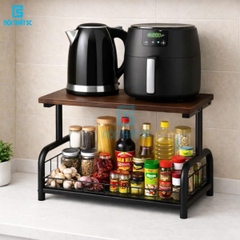 Kệ đa năng, kệ lò vi sóng khung thép, mặt gỗ K-983