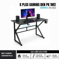 Bàn Gaming K Plus BH2002 2 thanh trợ lực, bàn làm việc kết nối 2 chân thanh giằng sắt kháng rung, bàn máy tính, bàn học khung sắt chân chữ K