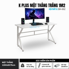 Bàn Gaming K Plus BH2002 2 thanh trợ lực, bàn làm việc kết nối 2 chân thanh giằng sắt kháng rung, bàn máy tính, bàn học khung sắt chân chữ K