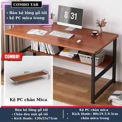 Combo bàn học tích hợp kệ lửng (gỗ tối) + kệ màn hình (dài 80cm) - CBTAB14