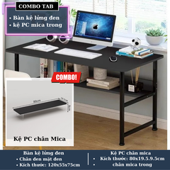 Combo bàn học tích hợp kệ lửng (màu đen) + kệ màn hình (dài 80cm) - CBTAB14