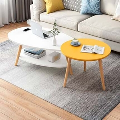 Bàn trà sofa phòng khách 2 mặt thiết kế hình giọt nước đơn giản hiện đại, chân gỗ tự nhiên chắc chắn