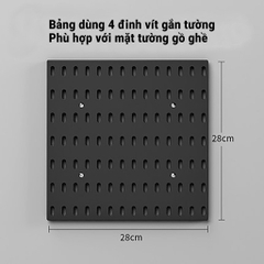 Kệ giá treo tường trang trí pegboard để đồ decor bàn học phòng bếp nhà tắm kèm phụ kiện, dán tường không cần khoan đục