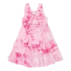 Váy tầng cộc tay bé gái 2 - 5 tuổi vải cotton màu hồng in họa tiết vệt loang TDRS2-1529 | OETEO One of A Kind