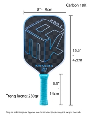 Vợt pickleball AMK Pro sợi carbon 18K pro dày 14mm mang lại sức mạnh lớn hơn và khả năng volley hoàn hảo