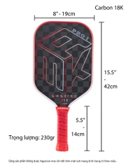 Vợt pickleball AMK Pro sợi carbon 18K pro dày 14mm mang lại sức mạnh lớn hơn và khả năng volley hoàn hảo