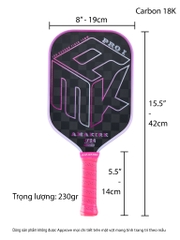 Vợt pickleball AMK Pro sợi carbon 18K pro dày 14mm mang lại sức mạnh lớn hơn và khả năng volley hoàn hảo