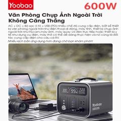 Trạm Sạc Dự Phòng Khẩn Cấp Yoobao EN600S Dung Lượng Lớn 148800mAh/ 600W/ Sạc Nhanh PD 60W Tích Hợp Đèn Pin Có Thể Mang Đi Dã Ngoại Ngoài Trời Và Sạc Nhiều Thiết Bị