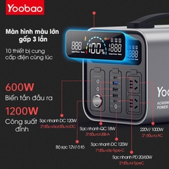 Trạm Sạc Dự Phòng Khẩn Cấp Yoobao EN600S Dung Lượng Lớn 148800mAh/ 600W/ Sạc Nhanh PD 60W Tích Hợp Đèn Pin Có Thể Mang Đi Dã Ngoại Ngoài Trời Và Sạc Nhiều Thiết Bị