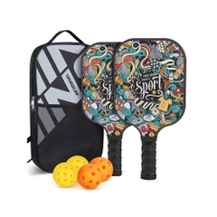 Bộ Vợt Chơi Bóng Pickleball Siêu Nhẹ Và Nhanh Chóng Kèm Túi Đựng 4 Quả Bóng