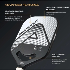 Vợt Pickball AMASPORT Immersion Carbon Chất Liệu Sợi Cacbon Cao Cấp, Độ Dày 20mm, Dễ Dàng Kiểm Soát Lực Đánh