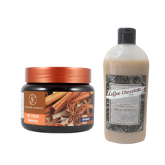 Combo Trắng Sáng Sạch Sâu Cho Body - Sữa Tắm Hương Trái Cây Exclusive Cosmetics 500g Và Tẩy Tế Bào Chết Quế Hồi 380g