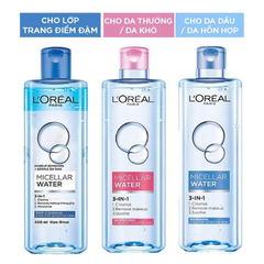 [Chính Hãng] Nước tẩy trang làm sạch, dưỡng ẩm cho mọi loại da L'Oreal 3-in-1 Micellar Water 400ml