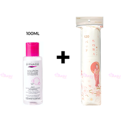 Bộ đôi Nước tẩy trang Byphasse 500ml + Bông tẩy trang Sora Nhật Bản 120 miếng sạch sâu giảm mụn