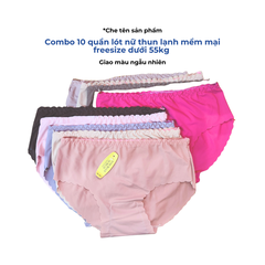 [Mã S06] Combo 10 quần lót nữ thun lạnh mềm mại viền lượn sóng freesize dưới 55kg (Giao màu ngẫu nhiên)