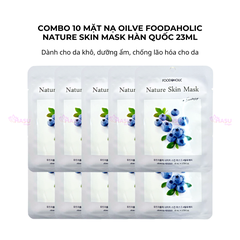 Combo 10 mặt nạ việt quất trắng da, mịn màng, tăng độ đàn hồi cho da Foodaholic Nature Skin Mask Hàn Quốc 23ml