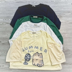 MS001 - MS006 Áo Thun Unisex Nam Nữ, Áo Thun Form Rộng Thời Trang In Hình Dễ Thương Freesize