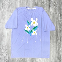 MS015 Áo Thun Unisex Nam Nữ, Áo Thun Form Rộng Thời Trang In Hình Hoa Tím Dễ Thương Freesize