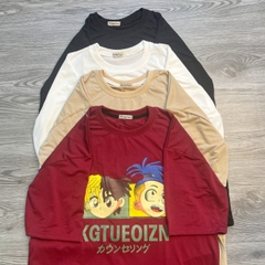 MS012 Áo Thun Unisex Nam Nữ, Áo Thun Form Rộng Thời Trang In Chữ Dễ Thương Freesize