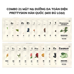 Combo 21 Mặt Nạ Dưỡng Da Trắng Sáng Toàn Diện Kể Cả Da Nhạy Cảm Prettyskin Hàn Quốc - Siêu Tiết Kiệm (Mix Đủ Loại)