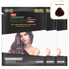 Combo 3 Gói Dầu Gội Nhuộm Tóc Hữu Cơ Thiên Nhiên KRUSH 25ml Anh Quốc Chính Hãng - Màu Hạt Dẻ