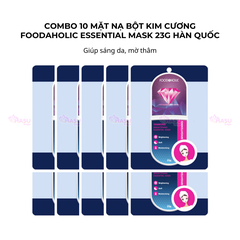 Combo 10 mặt nạ bột kim cương giúp sáng da, mờ thâm Foodaholic Essential Mask 23g Hàn Quốc