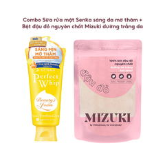 Combo Sữa rửa mặt Senka sáng da mờ thâm (vàng) & Bột đậu đỏ nguyên chất Mizuki dưỡng trắng da