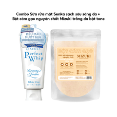 Combo Sữa rửa mặt Senka sạch sâu sáng da (trắng) & Bột cám gạo nguyên chất Mizuki trắng da bật tone