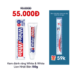 Kem Đánh Răng White & White Lion Nhật Bản 150g Làm Trắng Răng Và Mang Lại Hơi Thở Thơm Mát