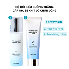 Bộ Đôi Siêu Dưỡng Trắng, Cấp Ẩm, Se Khít Lỗ Chân Lông PrettySkin - Siêu Phẩm Nước Hoa Hồng + Kem Dưỡng Kim Cương