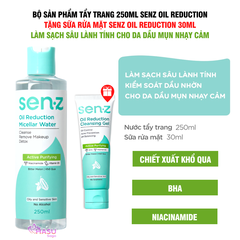 Nước Tẩy Trang SenZ Oil Reduction Micellar Water 250ml - Chiết Xuất Khổ Qua Sạch Sâu Lành Tính Cho Da Dầu Mụn Nhạy Cảm