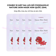 Combo 10 mặt nạ lựu đỏ giúp đều màu da, trẻ hóa và săn chắc Foodaholic Nature Skin Mask Hàn Quốc 23ml