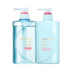 Bộ Ba Gội Xả Tsubaki Premium Cool Set 490ml (Xanh) & Mặt Nạ Tóc Phục Hồi Hư Tổn Tsubaki 180g