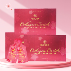 Combo 3 Hộp Nước Uống Hebora Collagen Enrich Damask Rose Water Nhật Bản (Dạng Túi)
