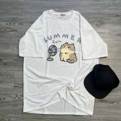 MS005 Áo Thun Unisex Nam Nữ, Áo Thun Form Rộng Thời Trang In Hình Mèo Dễ Thương Freesize