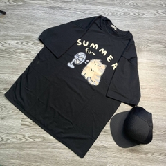 MS001 - MS006 Áo Thun Unisex Nam Nữ, Áo Thun Form Rộng Thời Trang In Hình Dễ Thương Freesize