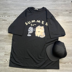 MS005 Áo Thun Unisex Nam Nữ, Áo Thun Form Rộng Thời Trang In Hình Mèo Dễ Thương Freesize