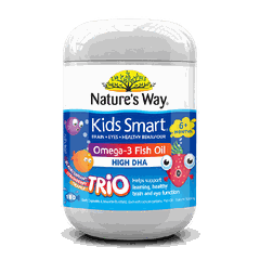 Kẹo mềm chứa dầu cá tự nhiên cho bé Nature's Way Kids Smart Omega 3 Fish Oil Trio 180 Capsules - Hàng Úc