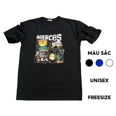 MS001 Áo Thun Unisex Nam Nữ, Áo Thun Form Rộng Thời Trang In Hình Hoạt Hình Dễ Thương Freesize