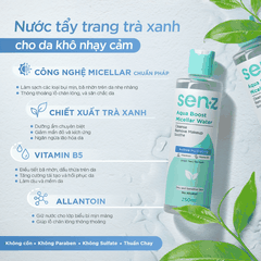 Nước Tẩy Trang SenZ Aqua Boost Micellar Water 250ml - Chiết Xuất Trà Xanh Làm Sạch Lành Tính Ẩm Mượt Cho Da Khô Nhạy Cảm