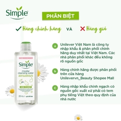 Nước Tẩy Trang Simple Dành Cho Da Nhạy Cảm Kind To Skin Micellar Cleansing Water 200ml